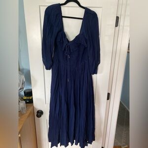 Free People Oasis Midi Dress Royal Navy Blue